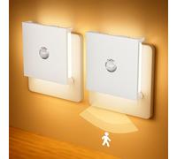 Luce Notturna Bambini, 2PCS Luci Notturne, Dimmerabile Luce Notturna da Presa, Lucina Notte Bambini Sensore Movimento con Funzione Memoria, 2700K Bianco Caldo Luci Notturne da Presa-Bianco