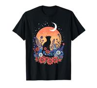 Feline Bloom Tail Moonlight Garden Kitten Paw Maglietta