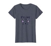 Feline Fine: Gioco di Parole Carino per Gli Amanti dei Gatti per Gli Appassionati di Animali Domestici Maglietta, Donna, Pervinca, S