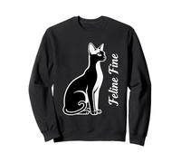 Feline Fine Minimalista Gatto Siamese Line Art Giocoso Gioco di Parole Felpa
