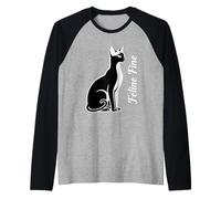 Feline Fine Minimalista Gatto Siamese Line Art Giocoso Gioco di Parole Maglia con Maniche Raglan