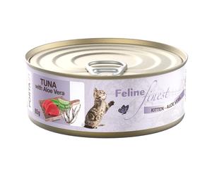 Feline Finest 24 x 85 g Alimento umido per gatti - Kitten Tonno con Aloe