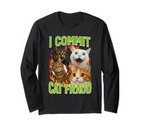 Feline Fraudster Internet Humor Fraud Funny Saying Meme Maglia a Manica