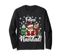 Feline Navidad Funny Cat Merry Christmas Brutto Natale Maglia a Manica