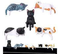 Feline Statuettes - 5 Piece Small Pussies, Miniature Kittens for Desk Display, Little Tomcats with Playful Pose, Table Ornament, Tiny Moggies for Shelf Storage, Living Space and Sleeping Quarters