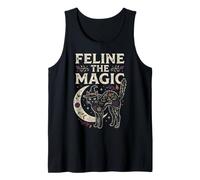 Feline The Magic Witchy Halloween Occulto Goth Design Canotta