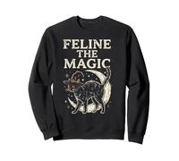 Feline The Magic Witchy Halloween Occulto Goth Design Felpa