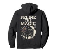 Feline The Magic Witchy Halloween Occulto Goth Design Felpa con Cappuccio