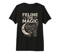 Feline The Magic Witchy Halloween Occulto Goth Design Maglietta Premium