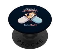 Feline Therapy Feline Take Daily Cute Humor PopSockets PopGrip Adesivo