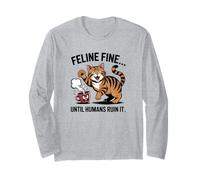Felino Amante dei Gatti va Bene Fino a Quando Gli Umani Non Lo rovinano. Maglia a Manica
