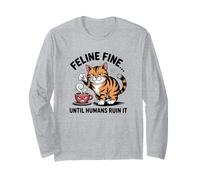 Felino Amante dei Gatti va Bene Fino a Quando Gli Umani Non Lo rovinano. Maglia a Manica