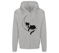 Felino Che Legge Un Libro Sulla Luna Felpa Con Zip Da Uomo