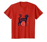 Felino Me Stesso Oggi: Arte eccentrica Amante dei Gatti Maglietta, Bambini, Rosso, 6 Anni