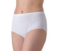 Felis Confezione da 6 Culotte Donna Classica a Vita Alta Cotone Disegno a Traforo con Pizzo, Mutande Donna Bianche, Traspiranti e comode, Persone anziane, sgambate, Taglie Forti