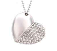 FeliSun 64GB Chiavetta USB Cuore di Cristallo USB3.0 Flash Drive Memoria Flash Pendrive USB Stick Pennetta USB Archiviazione Dati Esterna per PC, Laptop, TV (Cuore argento-64GB)