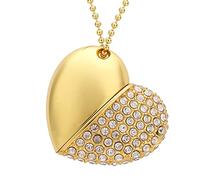 FeliSun 64GB Chiavetta USB Cuore di Cristallo USB3.0 Flash Drive Memoria Flash Pendrive USB Stick Pennetta USB Archiviazione Dati Esterna per PC, Laptop, TV (64GB, Oro)