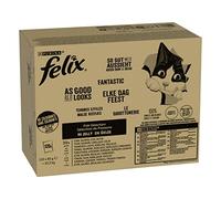 Megapack risparmio! Felix Le Ghiottonerie 120 x 85 g umido per gatto - Varietà di pesce 1 (Tonno, Salmone, Merluzzo carbonaro, Merluzzo)