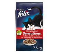 Felix Countryside Sensations - Cibo per gatti con manzo, pollo e verdure - Sacco 7,5 kg