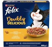 Felix Doubly Delicious, cibo per gatti con un delizioso mix di pollo e tacchino, 800 g