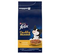 Felix Doubly Delicious Karma per gatti adulti con un delizioso mix di pollo e tacchino 2 kg