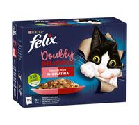 Felix Doubly Delicious Selezioni Miste 12x85gr - Con Manzo e Pollame, Tacchino e Fegato, Salmone e Sardina, Trota e Sgombro