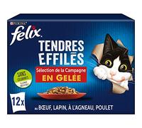 FELIX Gatto adulto | Selezione di pollo, manzo, coniglio, agnello | Confezione da 12 x 85 g | Sacchetto fresco