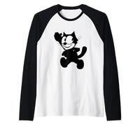 Felix Il Gatto Che saluta a Judy - Vintage Cartoon Art Maglia con Maniche Raglan
