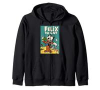 Felix Il Gatto sognatore Luna - Retro 1920s Celeste Animazione Felpa con Cappuccio