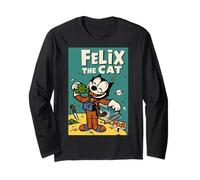 Felix Il Gatto sognatore Luna - Retro 1920s Celeste Animazione Maglia a Manica