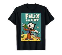 Felix Il Gatto sognatore Luna - Retro 1920s Celeste Animazione Maglietta