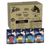 FELIX Le Ghiottonerie Alimento Umido per Gatti Selezioni Miste Maxi Confezione, 120 Bustine Facili da Servire, Teneri Bocconcini in Gelatina, 4 Gusti Deliziosi, Nutrizione Completa