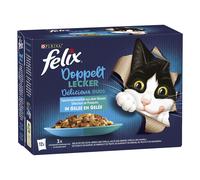 Felix Le Ghiottonerie Doppia Delizia 12 x 85 g umido per gatti - Salmone & Merluzzo, Sardine & Salmone, Trota & Aringa, Sgombro & Trota