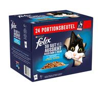 Prezzo speciale! 48 x 85 g / 80 g Felix Alimento umido per gatto - Le Ghiottonerie in gelatina Varietà di pesce (Salmone, Platessa, Merluzzo, Tonno)