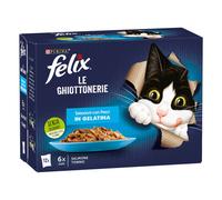 Purina Felix le Ghiottonerie Selezioni Deliziose in Gelatina Multipack: 12 bustine: 6x Salmone - 6x Tonno