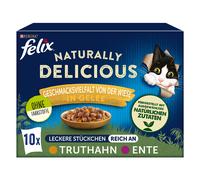 Felix Naturally Delicious 10 x 80 g Alimento umido per gatti - Selezione di Pollame in Gelatina