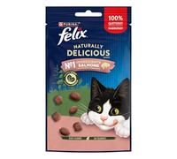 FELIX Naturally Delicious Snack per Gatti Adulti con Salmone e Spinaci 8 Confezioni da 50g