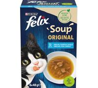 Felix Nutrizione per gatti Soup varietà di sapori dall'acqua con merluzzo, tonno, passerella, confezione da 8 (6 x 48 g) sacchetti per porzioni