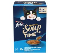 FELIX Original Soup Sapori di Pesce 6x48g con merluzzo e tonno, alimento umido complementare per gatti