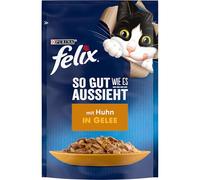 FELIX Ottimo come sembra cibo per gatti bagnato in gelatina, con pollo, confezione da 26 (26 x 85 g)