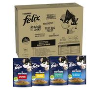 Felix Purina Le Ghiottonerie Cibo Umido per Gatti con Manzo, Pollo, Merluzzo e Tonno, 80 Buste da 85g