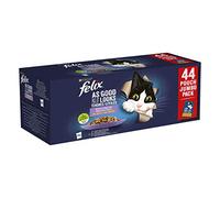 FELIX Selezione mix per feste ogni giorno in gelatina cibo per gatti, cibo umido con manzo, pollo, salmone e tonno - 44 x 85 g - (44 bustine porzionali; 3,7 kg)
