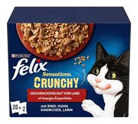 FELIX Sensations Crunchy cibo umido per gatti in gelatina, mix di varietà, confezione da 4 (4 x 20 sacchetti da 85 g)