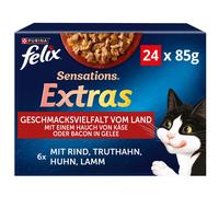 Felix Sensations Extras 24 x 85 g Pacco misto - Pollo, Agnello, Manzo, Tacchino