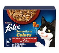 FELIX Sensations Gelatine cibo umido per gatti in gelatina, mix di varietà, confezione da 6 (6 x 12 sacchetti da 85 g)