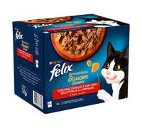 Felix Sensations in Salsa 24 x 85 g bocconcini per gatti - Varietà di carne in salsa (Manzo, Tacchino, Anatra, Agnello)