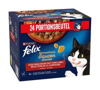 Felix Sensations in Salsa 24 x 85 g bocconcini per gatti - Varietà di carne in salsa (Manzo, Tacchino, Anatra, Agnello)