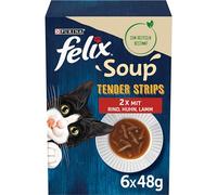 FELIX Soup Tender Strips, zuppa per gatti, varietà di sapori del paese, carne di manzo, pollo, agnello, confezione da 8 (8 confezioni da 48 grammi)
