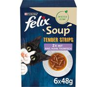 FELIX Soup Tender Strips, zuppa per gatti, varietà mista, confezione da 8 (8 x 6 da 48 g)