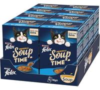 FELIX Soup Time Original Cibo Umido per Gatti Adulti, 48 Bustine da 48g | Cibo Umido Complementare con Merluzzo Tonno e Platessa